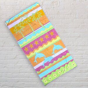 MICHELE SANAI Vintage Dolphin The Painted Beach Teka 100 Cotton Beach Swim Towel
